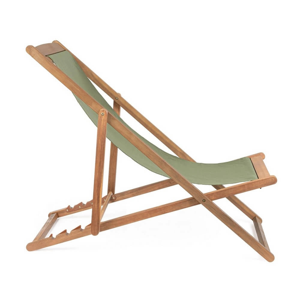 Set di 4 Sdraio Relax Pieghevoli in Legno di Acacia con Tessuto - SERENITY