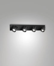 Modo Faretto a soffitto a 4 luci, struttura in pressofusione di alluminio, Nero, attacco GU10, ideale per illuminazione d'interni, moderno