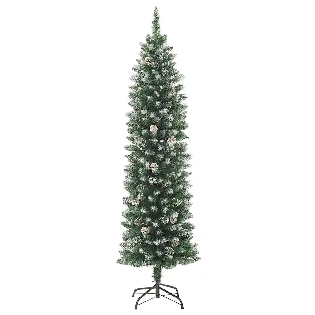 Albero di Natale Artificiale Sottile Verde e Bianco 180 cm 3395290