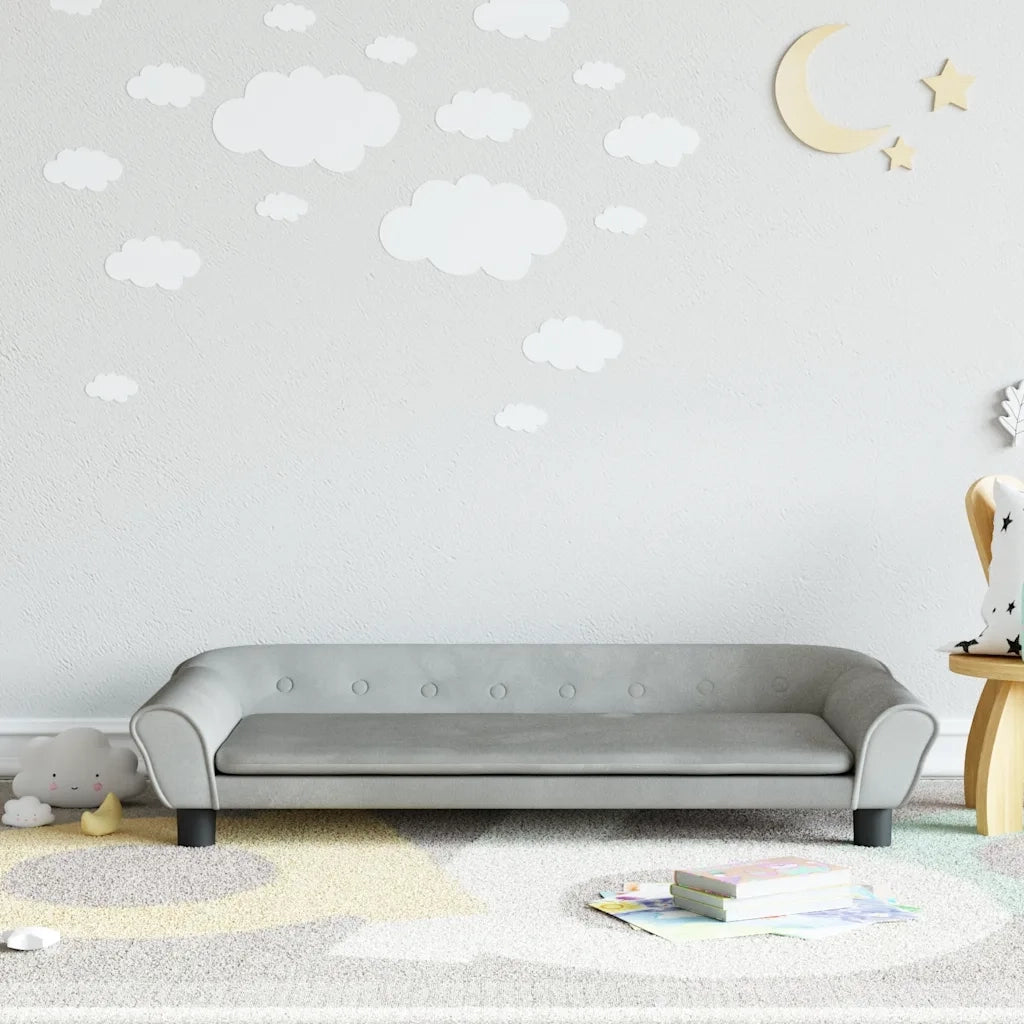 Divano per Bambini-Sofa-Divanetto Grigio Chiaro 100x50x26 cm in Velluto