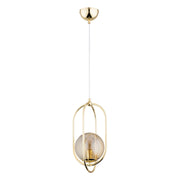Sospensione Alfa BINAR sfera ambra vetro ottone E14 10W