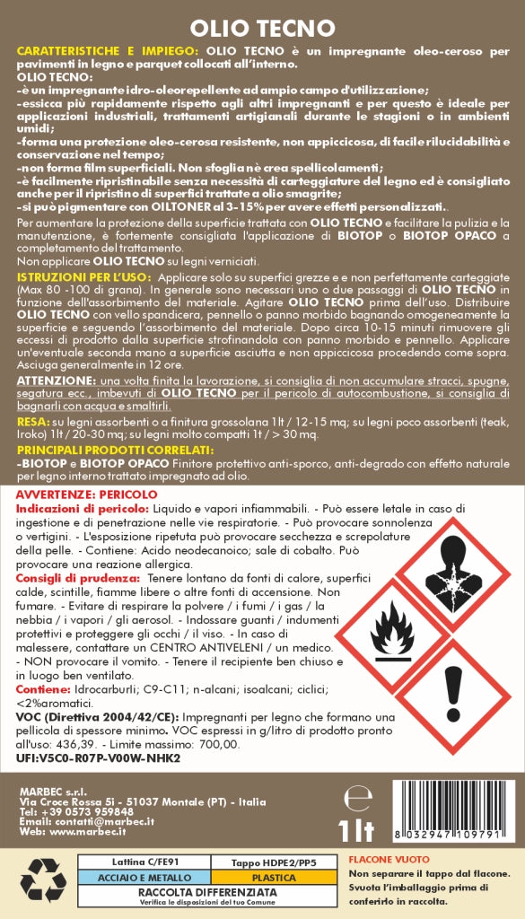 Impregnante per legno OLIO TECNO   1LT