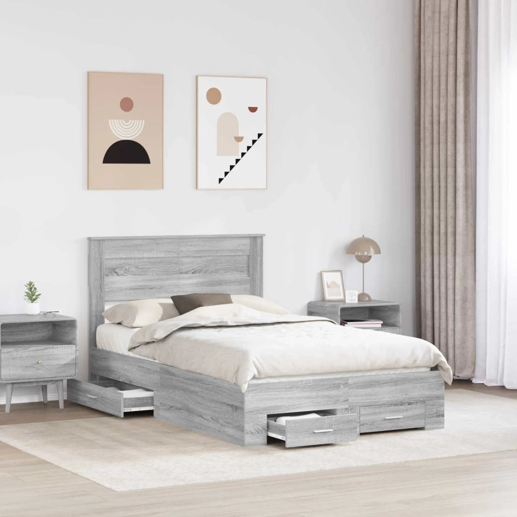 Struttura del letto con testiera Grigio Sonoma 120 x 190 cm 3410008