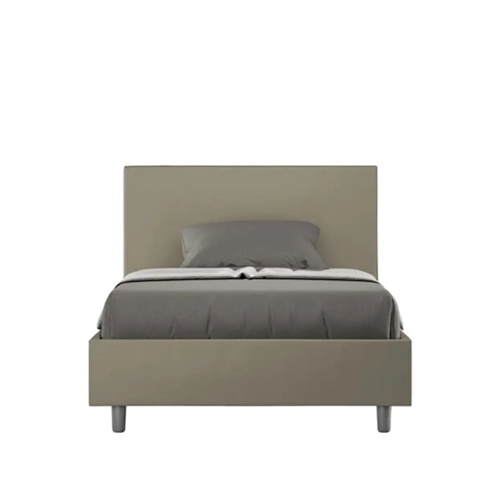 Letto una piazza e mezza senza rete imbottito 120x210 similpelle cappuccino Adele