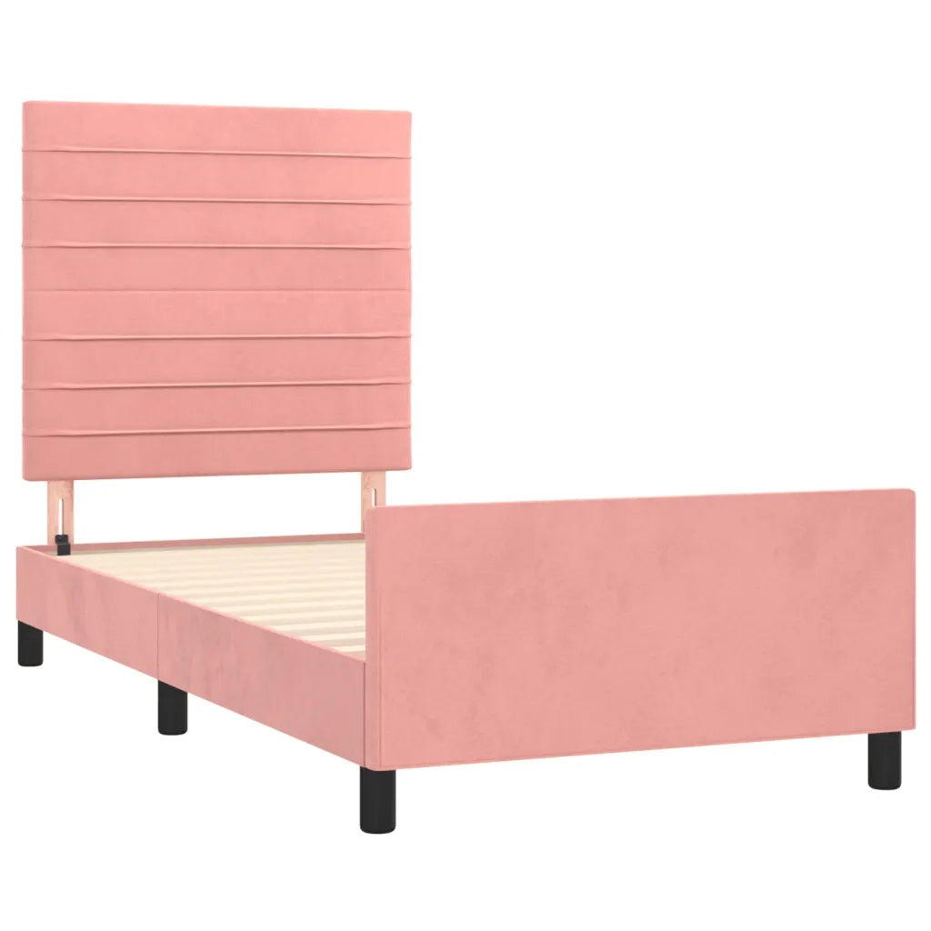 Giroletto con Testiera Rosa 90x200 cm in Velluto 3125799