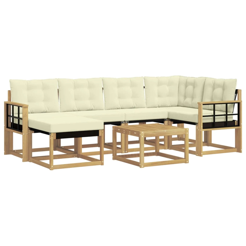 Set di divani da esterno con cuscino 7 pcs Bianco e Crema 3389672