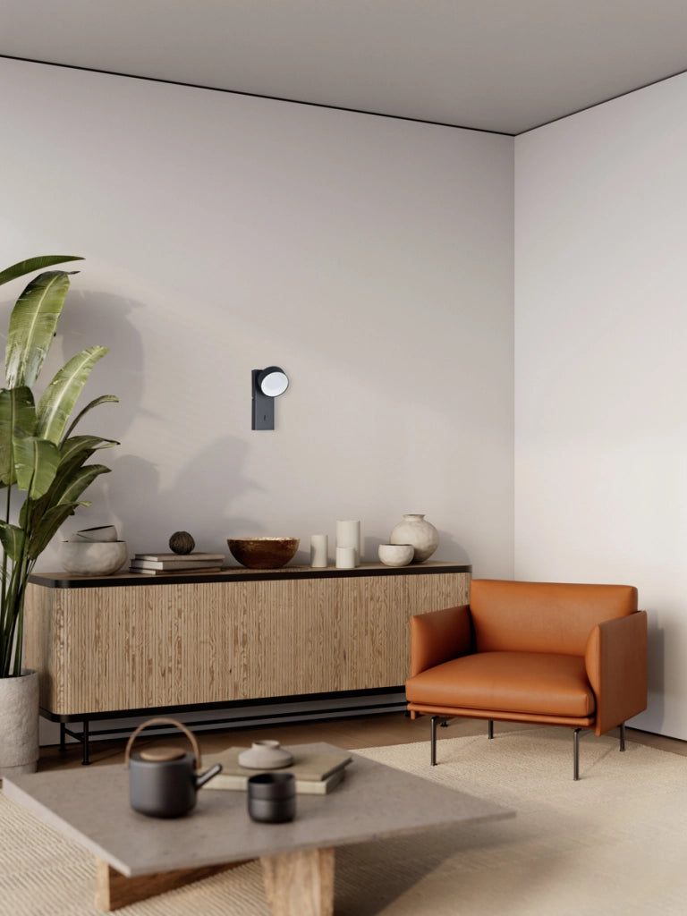 Applique moderna nera tonda LED 1,8W Italux interruttore