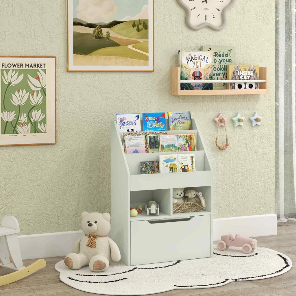 Libreria per Bambini con Ripiani e Cassetto ¨C Minimal ¨C Verde 60x30x90