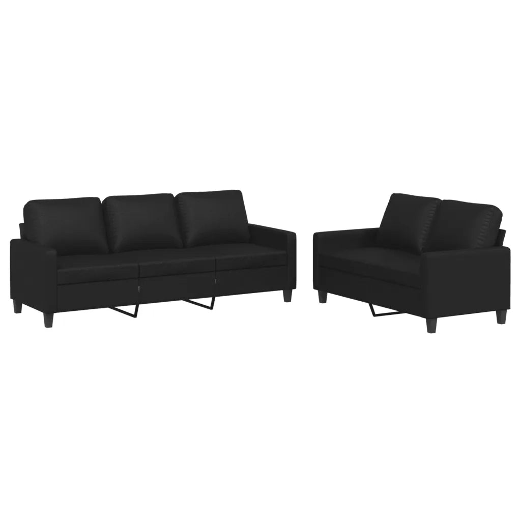 Set di Divani 2 pz con Cuscini Nero in Similpelle 3201418