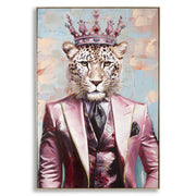 Dipinto su tela King B leopardo gentleman con cornice, 82x122 cm