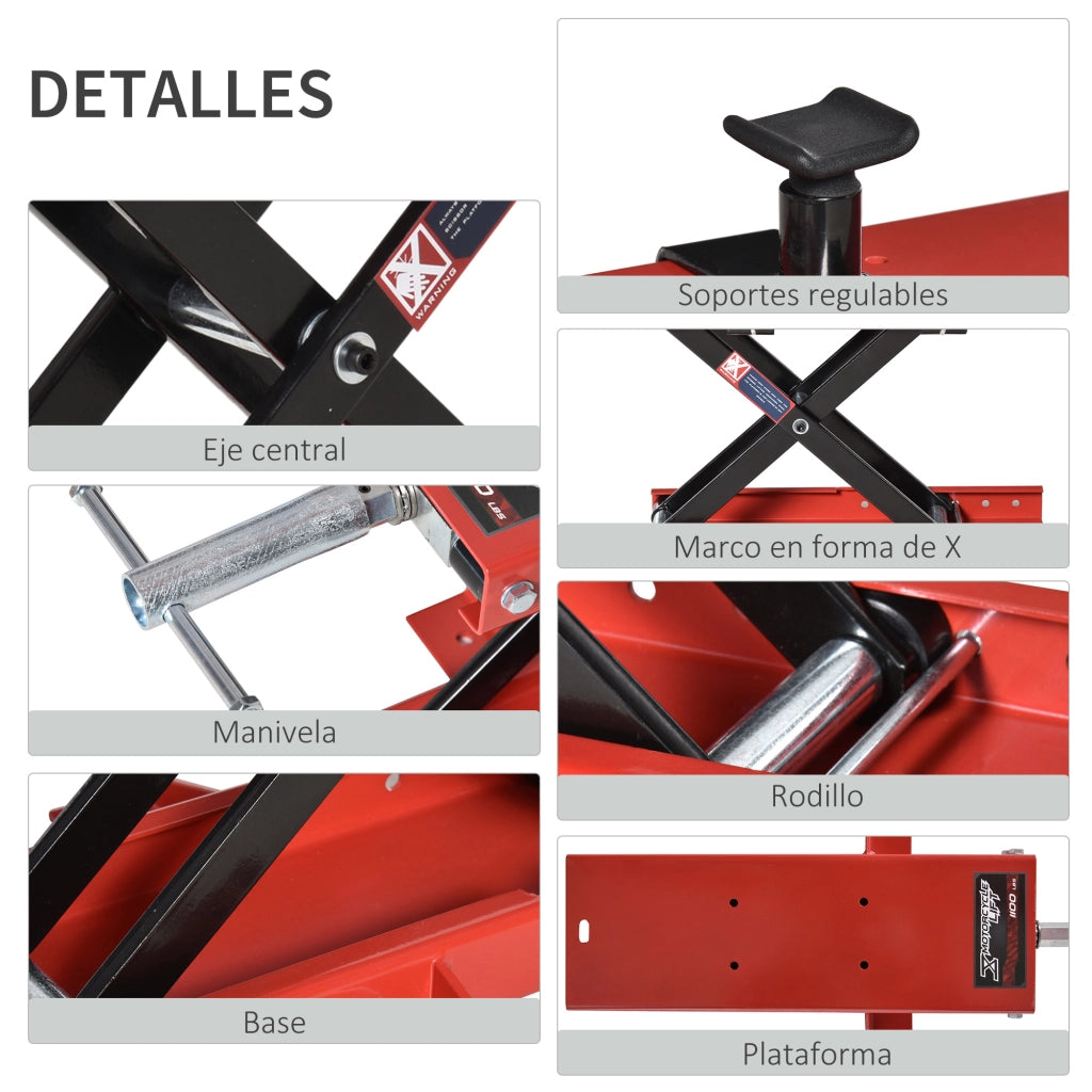 Piattaforma Elevatrice per Motociclette ¨C Minimal ¨C Nero e Rosso 500 kg