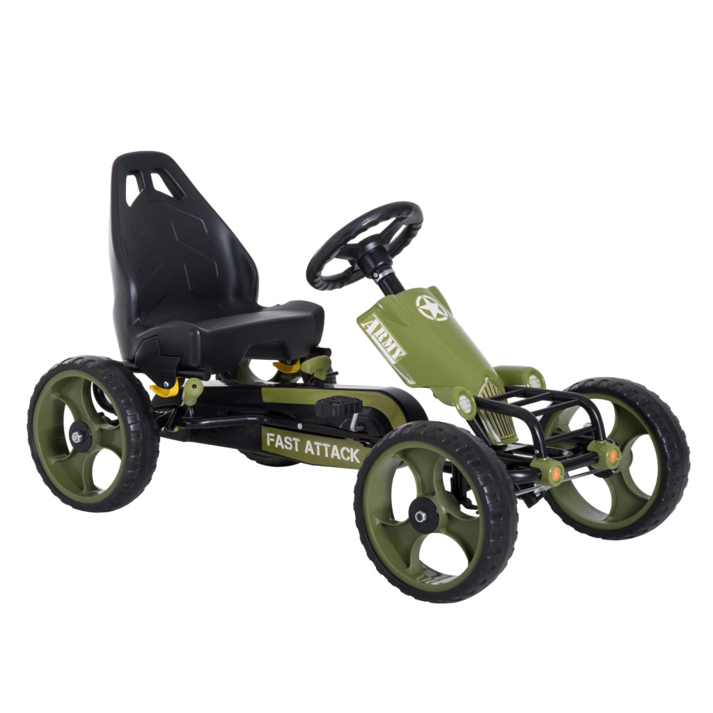 Kart a pedali ¨C Xylo ¨C sedile regolabile freno manuale ruote EVA acciaio verde nero