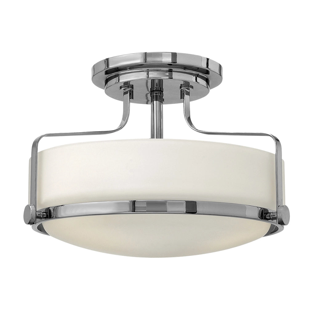 Plafoniera Harper Hinkley 3xE27 cromata vetro bianco