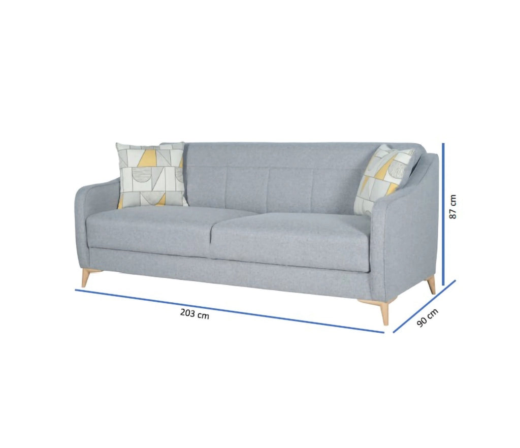 Propata, Divano Letto 3 Posti Contenitore, 203x90 cm Grigio Chiaro