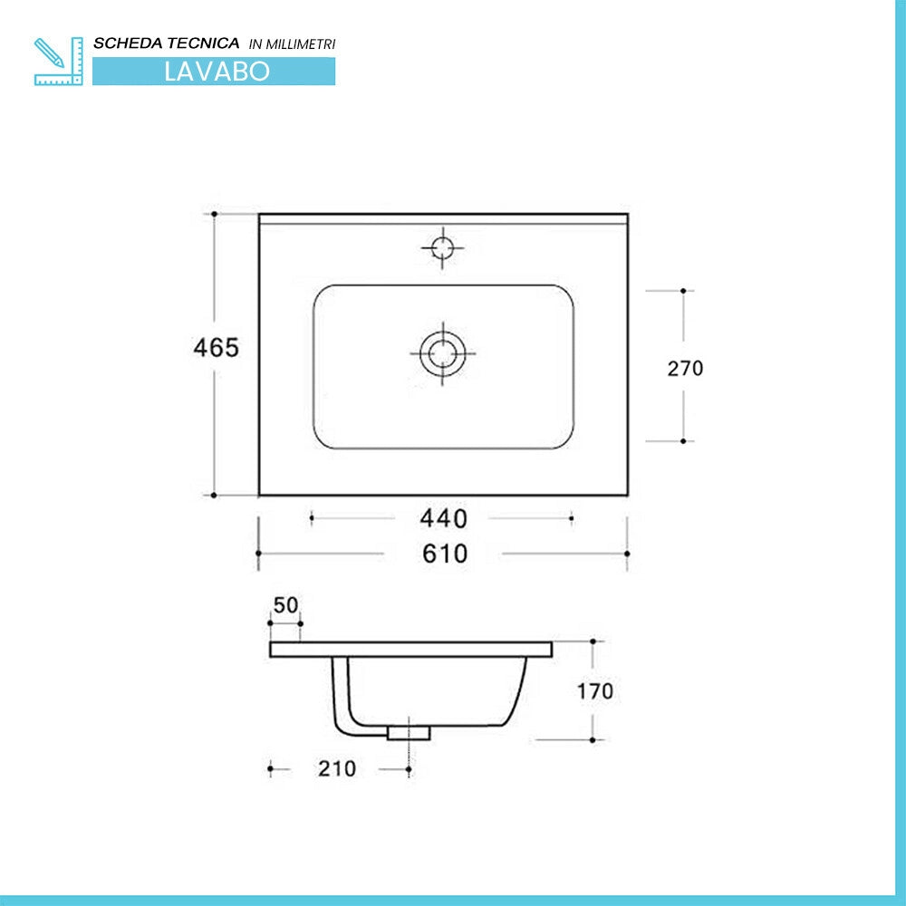 Mobile bagno sospeso cannettato 60 cm noce canaletto con lavabo Bali