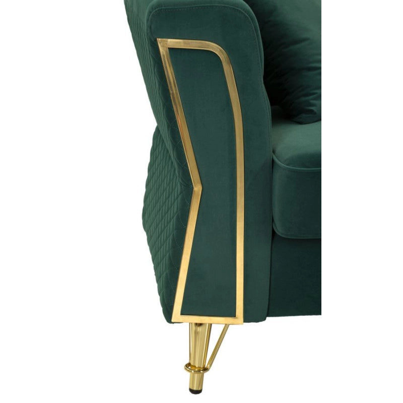 Divano Emy Verde Con Cuscini cm 162x83x76