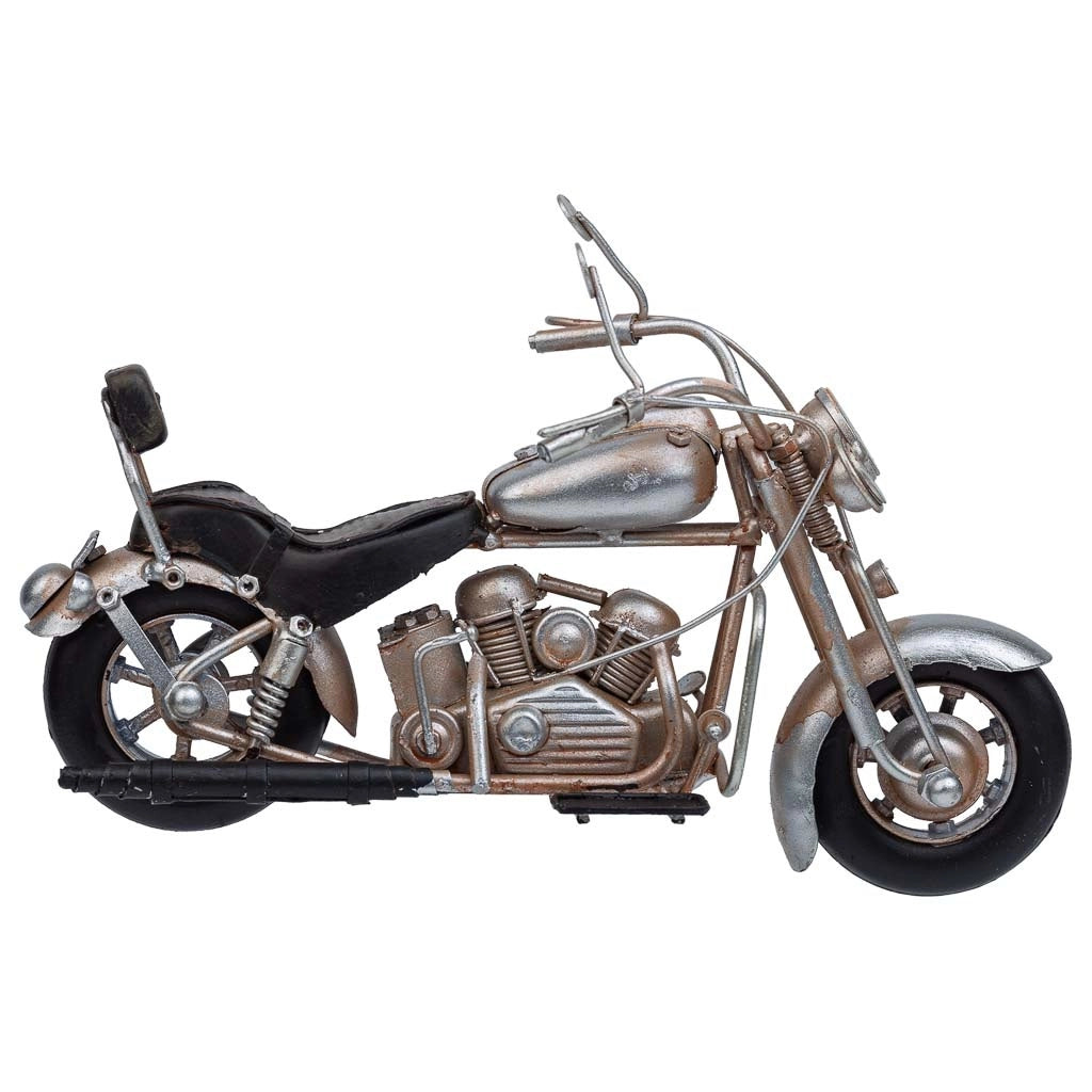 Moto in metallo argento 19x8,5x11h