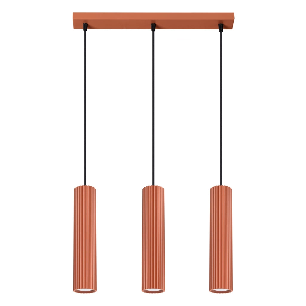 Lampada a sospensione KARBON 3L rosso ocra