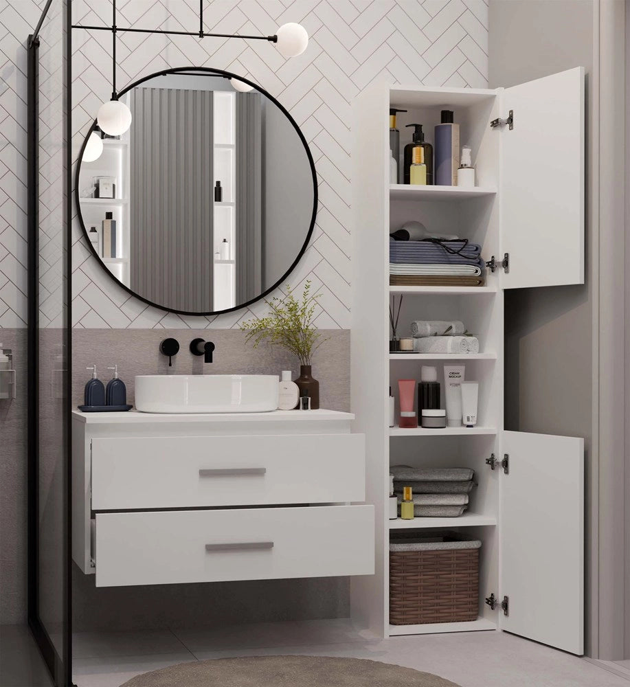 Mobile sottolavabo NEL 80 bianco sospeso 2 cassetti