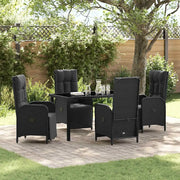 Set da Pranzo per Giardino con cuscino 5 pcs Nero polyrattan 3380122