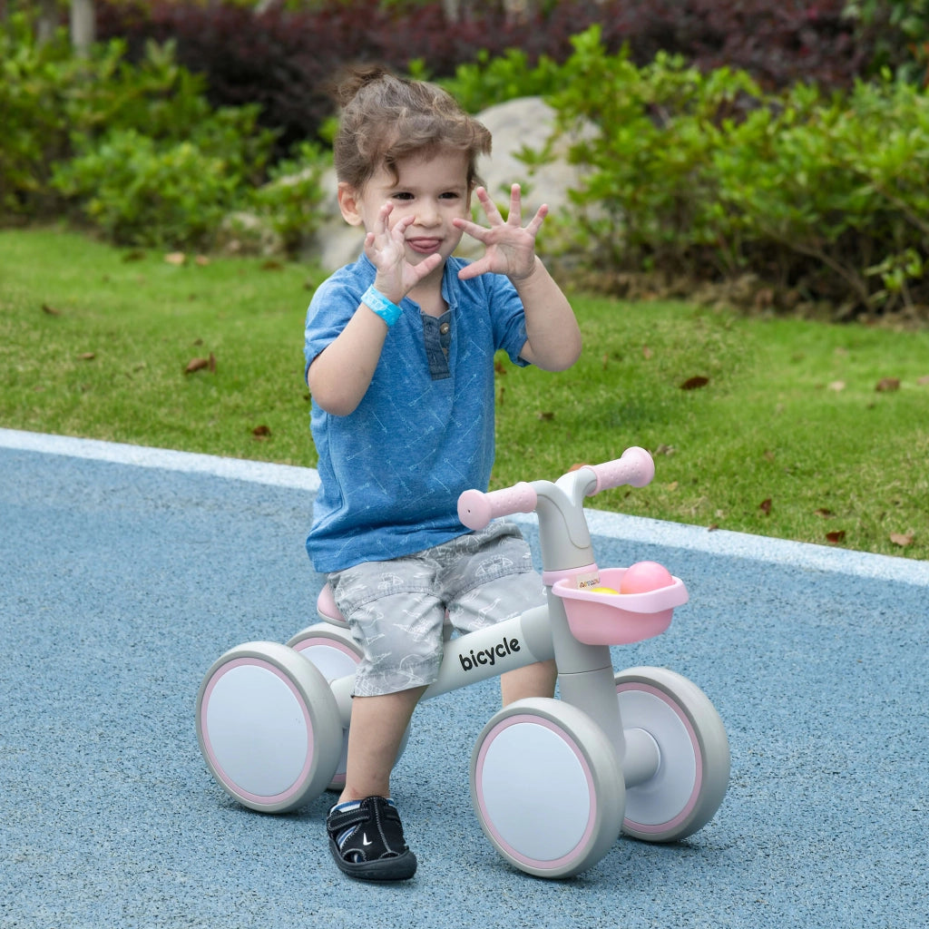 Bicicletta Senza Pedali Bambini 4 Ruote ¨C Minimal ¨C Grigio Bianco Rosa