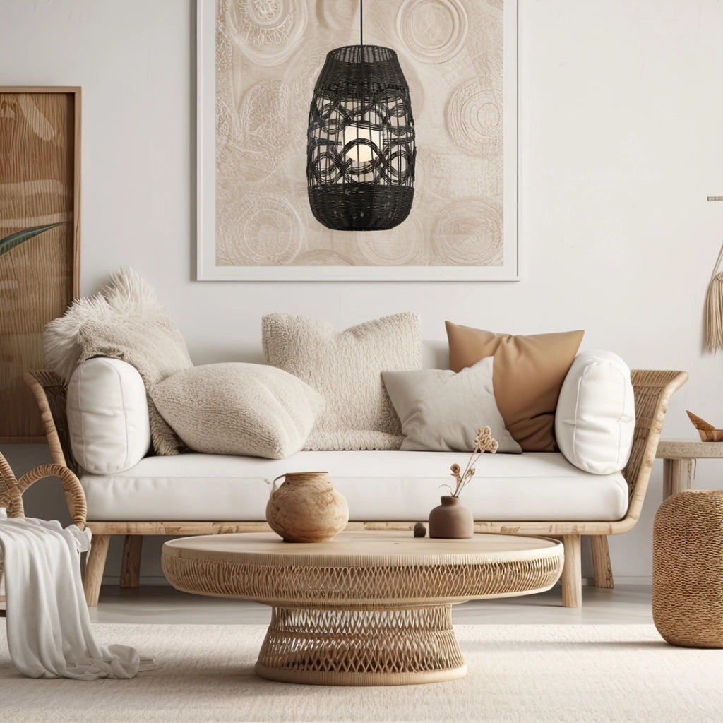 Lampada sospensione boho Arona nera Ø40 G9 Milagro