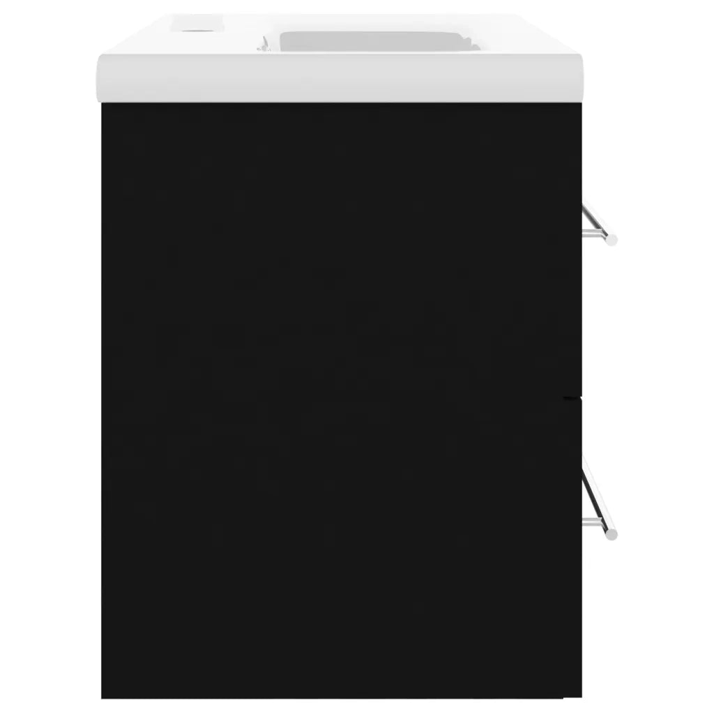 Mobile da Bagno con Lavabo Integrato Nero in Truciolato