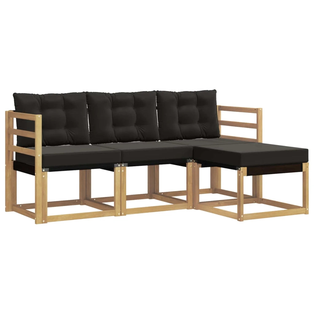 Set di divani da esterno con cuscino 4 pcs Bianco e Nero 3389346
