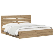 Bed Frame with Storage and Headboard Artisan Oak 180 x 200 cm 3445834