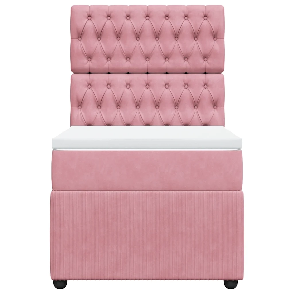 Giroletto a Molle con Materasso Rosa 100x200 cm in Velluto 3292273