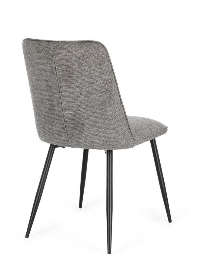 Set 4 Sedie 48x62x84 cm Cora in Tessuto Nero e Grigio Scuro