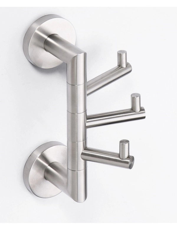 NEO Gancio Cappotto Triplo Rotante in Acciaio Inox 7x19x10cm