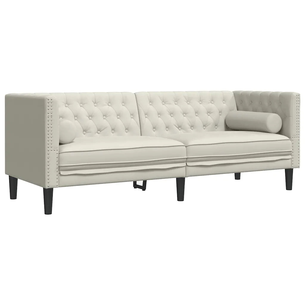 Set Divani Chesterfield 2pz con Cuscini Crema Velluto 3209298