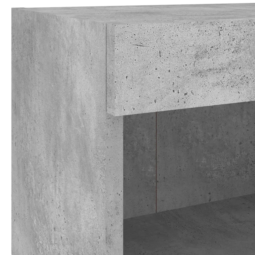 Comodino | Armadio da Notte | Mobiletto da notte con Luci LED a Parete Grigio Cemento
