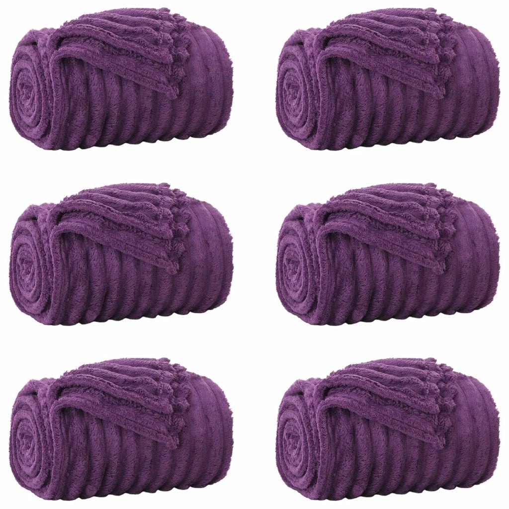 Coperte da Pile 6 pcs Viola 240 x 220 cm Panno