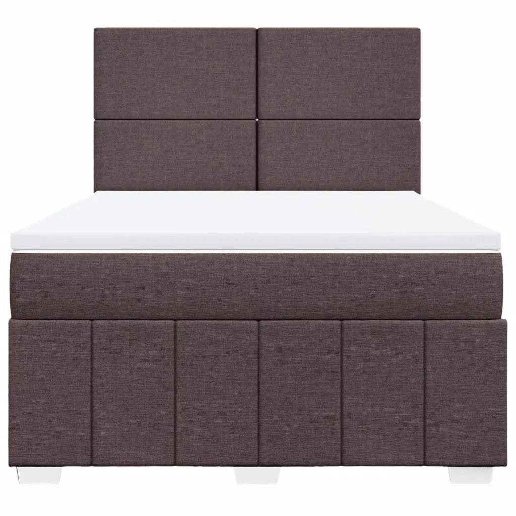 Giroletto a Molle con Materasso Marrone Scuro 140x200cm Tessuto