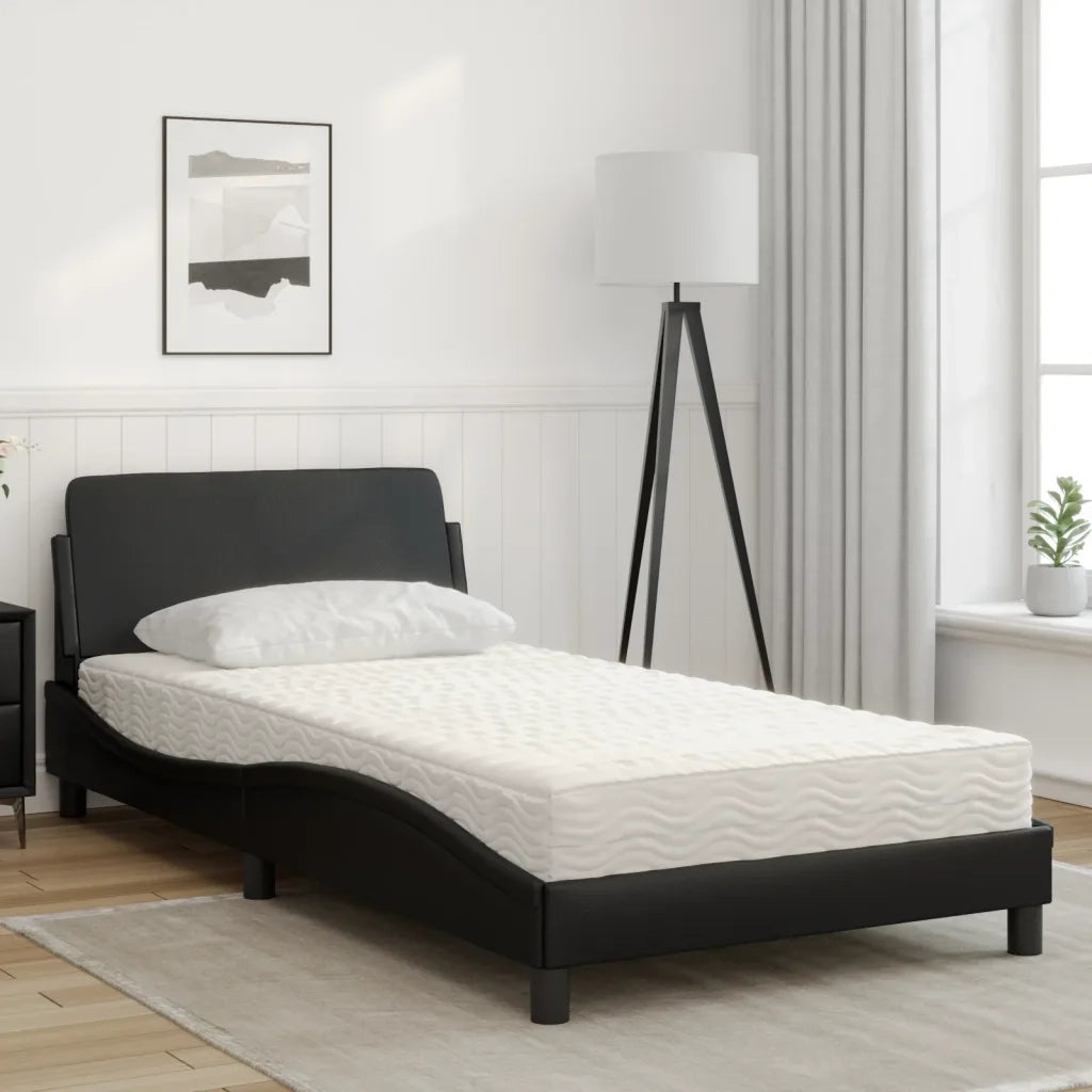 Letto con Materasso Dover Nero 100x200 cm in Similpelle