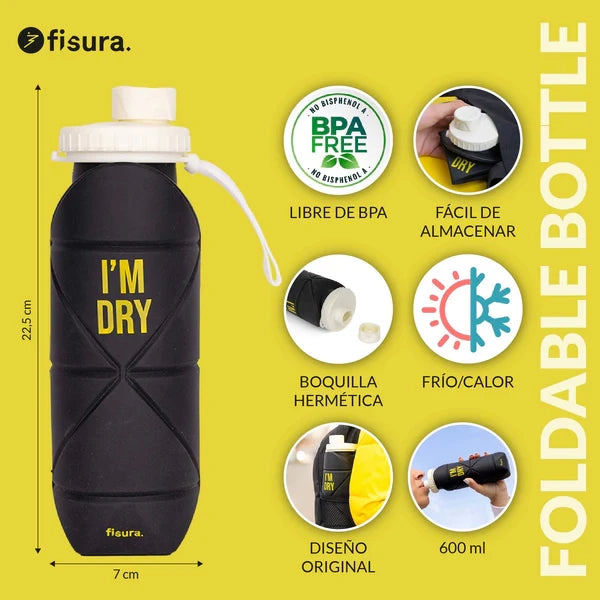 Bottiglia pieghevole con scritta "I’m dry"