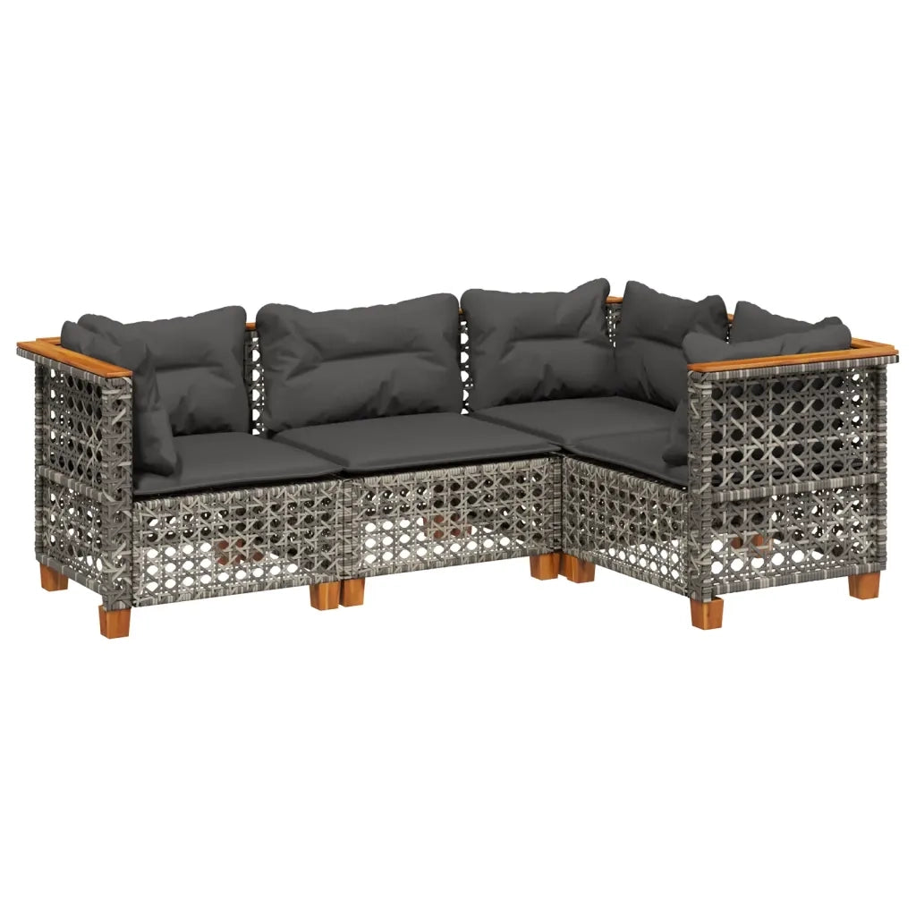 Set Divani da Giardino 4 pz con Cuscini in Polyrattan Grigio 3261801