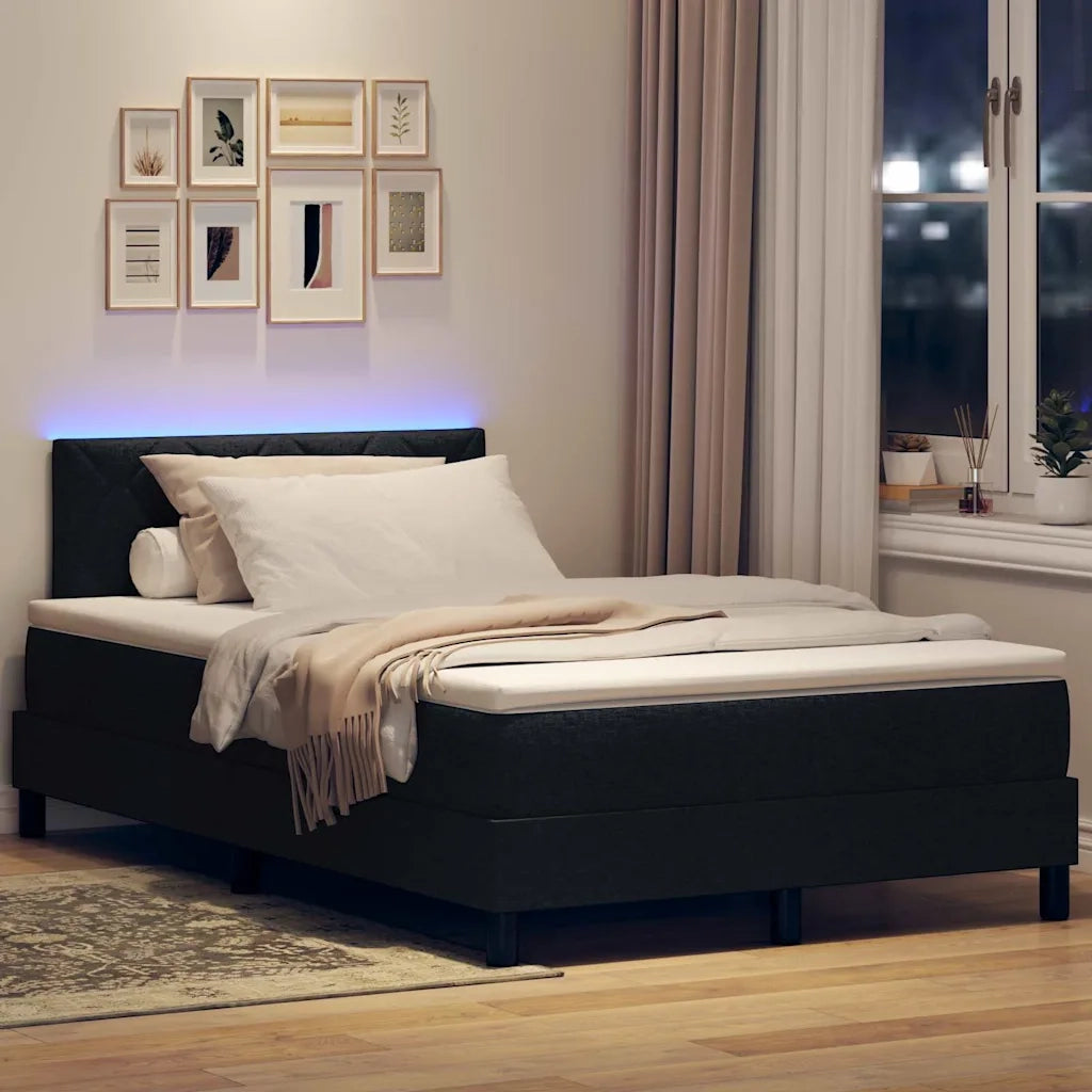 Letto a molle con materasso con led Nero 120 x 190 cm Tessuto 3342270