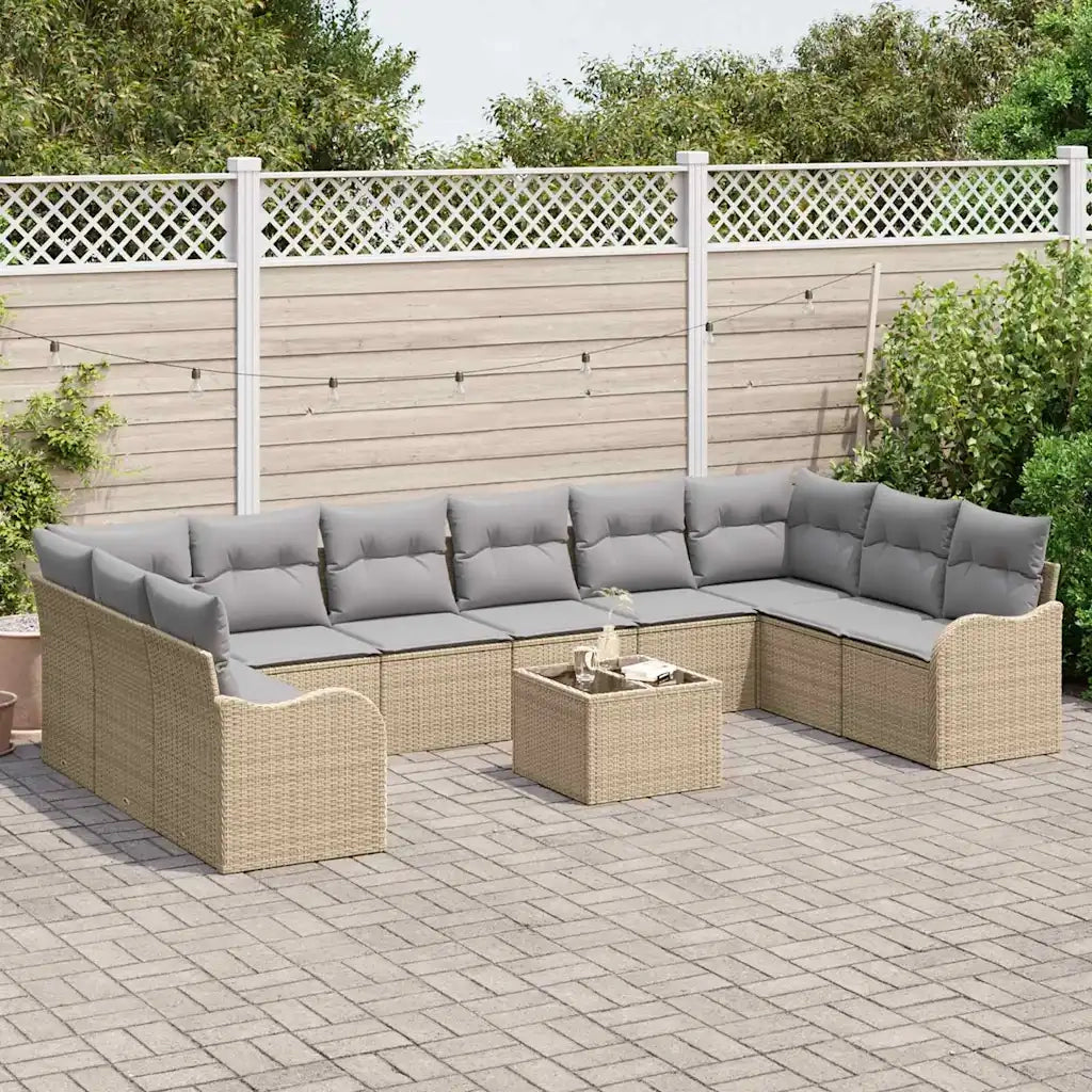 Set Divano da Giardino Beige polyrattan