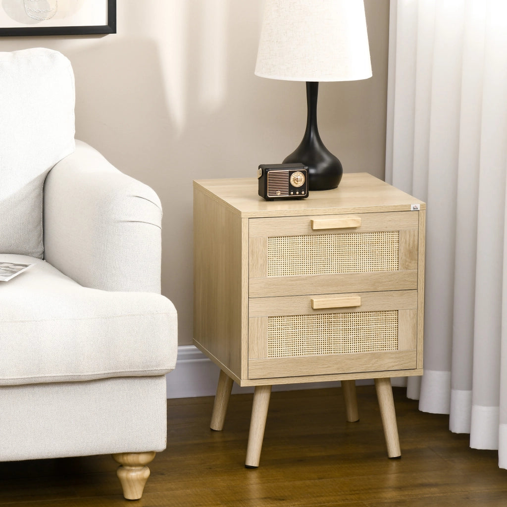 Comodino con 2 cassetti e gambe in legno ¨C Minimal ¨C 40x40x56 cm naturale