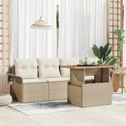 Set Divano da Giardino 5 pcs Beige Poly Rattan