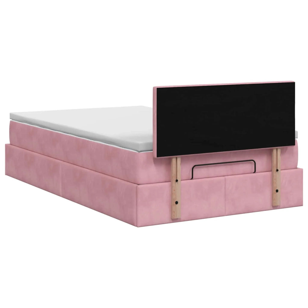 Letto Ottomano con Materasso e LED Rosa 120 x 190 cm Velluto 3457130