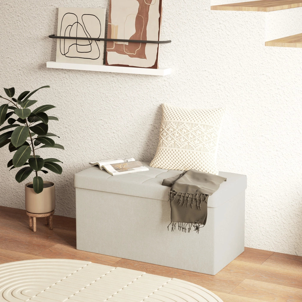 Pouf con cassetti ¨C zephmum ¨C crema 76x38x38 cm
