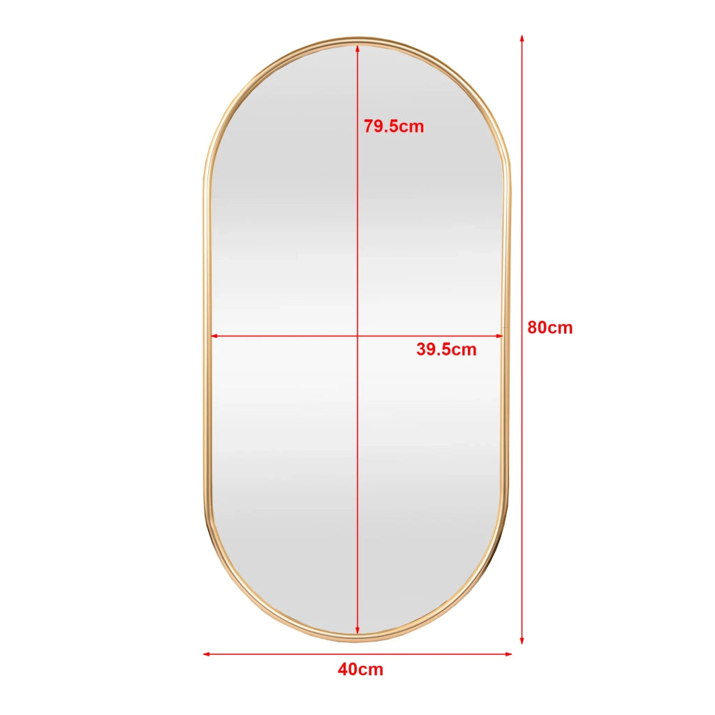 Specchio da parete ovale 40 x 80 cm oro 03_0007955