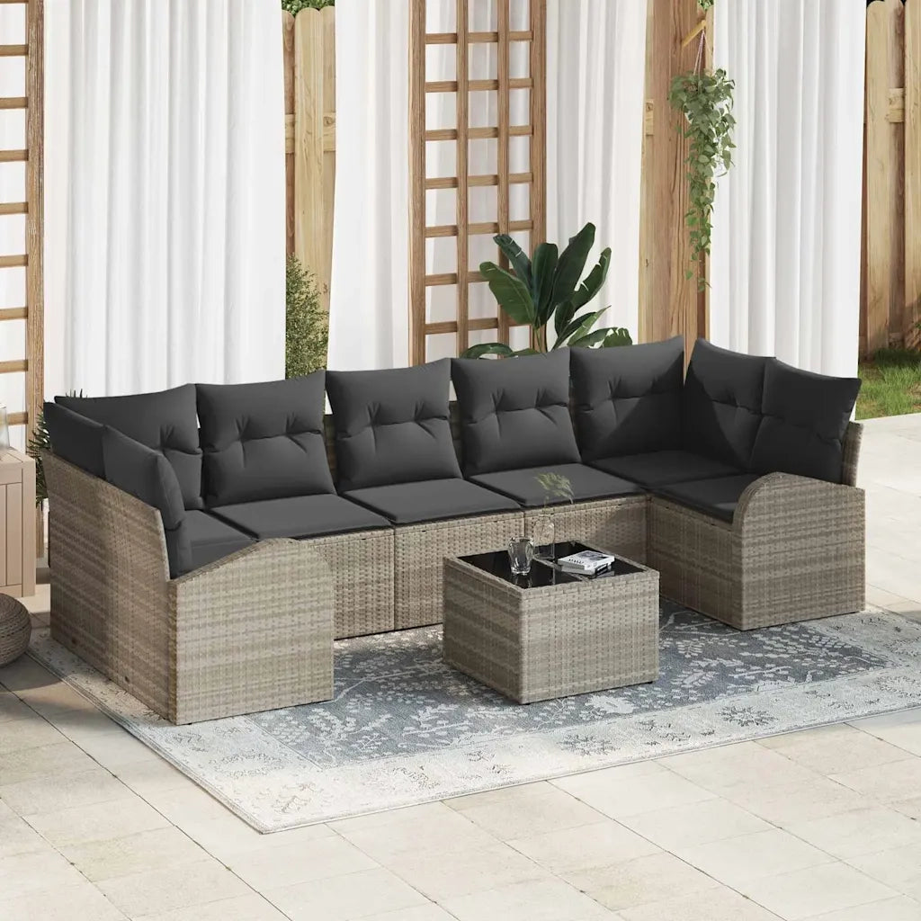 Set Divano da Giardino 8 pcs Grigio chiaro e grigio scuro