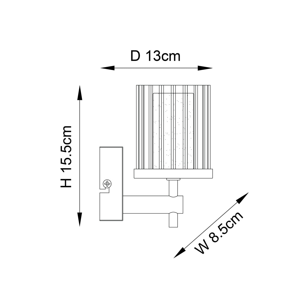 Applique bagno IP44 cromo vetro rigato G9 Endon Britton