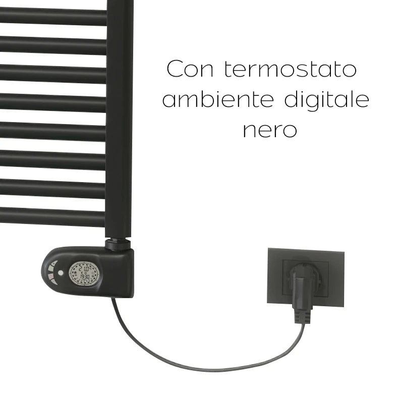 Termoarredo elettrico Tekno Digit nero opaco 116x40 cm 400w