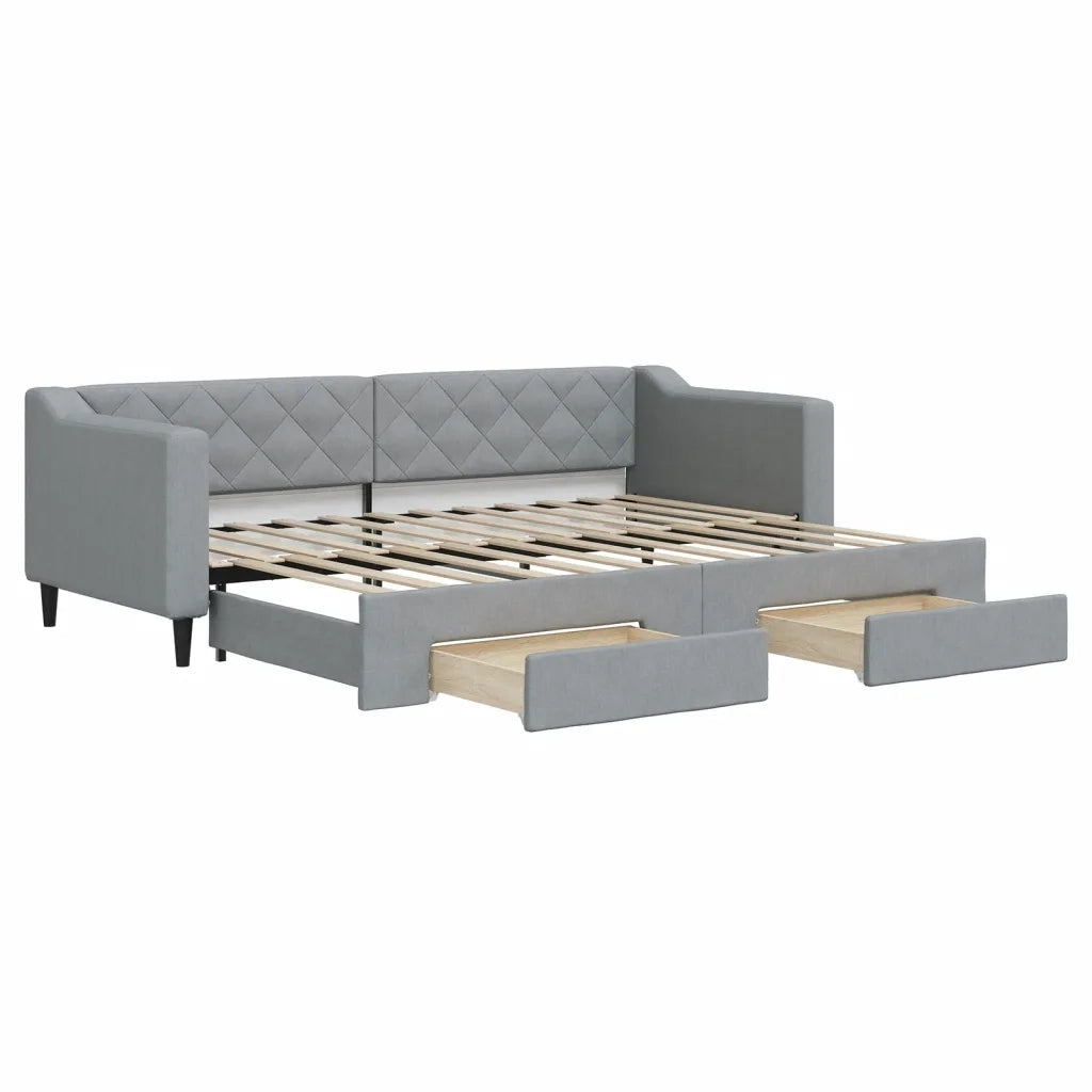 Divano letto | Sof¨¤ letto | Letto singolo Estraibile Cassetti Grigio Chiaro 80x200cm Tessuto